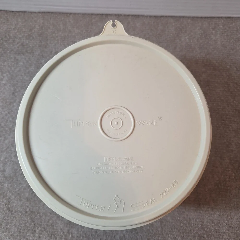 Vintage Tupperware #264 Starburst Canister Almond Tan w/ Lid Seal 5